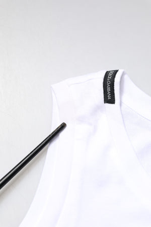 White Cotton Sleeveless Crew Neck T-shirt