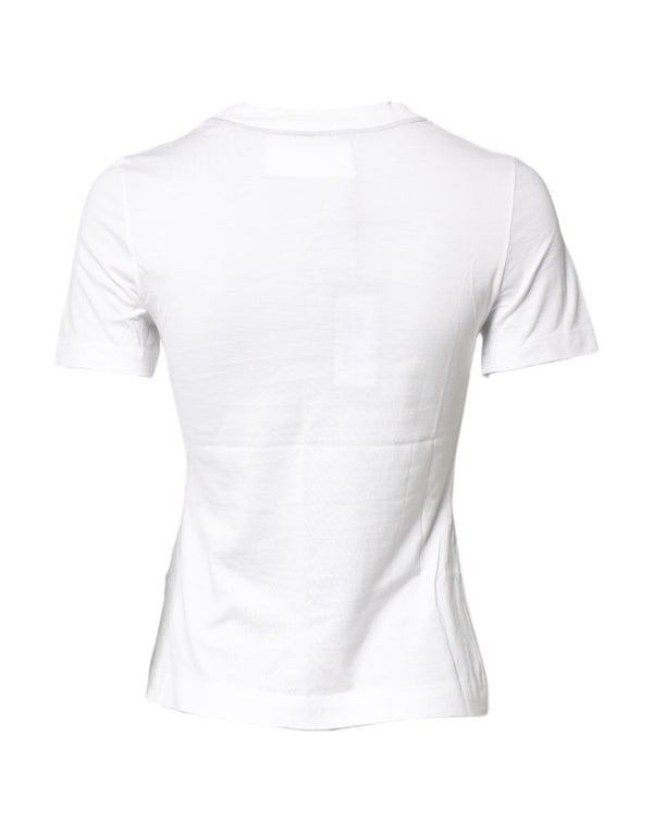 White Cotton Graphic Print Crew Neck T-shirt