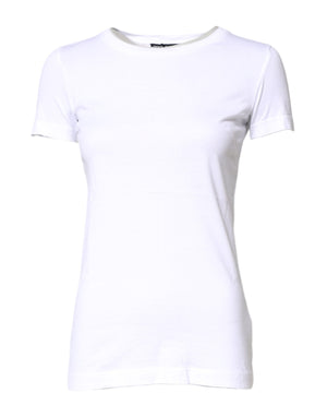 White Cotton Crew Neck Short Sleeves T-shirt