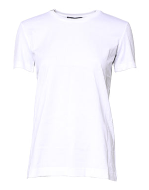 White Cotton Crew Neck Short Sleeves T-shirt