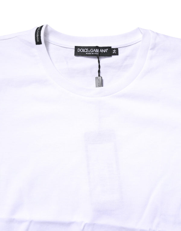 White Cotton Crew Neck Short Sleeves T-shirt