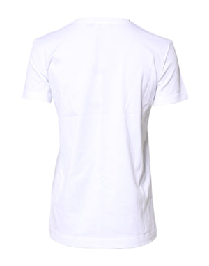 White Cotton Crew Neck Short Sleeves T-shirt