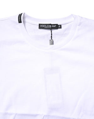 White Cotton Crew Neck Short Sleeves T-shirt