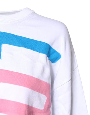 White Graphic Print Cotton Long Sleeves T-shirt