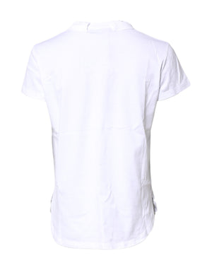 White Logo Crown Cotton Crew Neck T-shirt