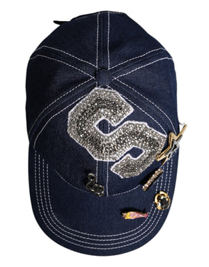 Blue Crystal Embellishment Baseball Cap