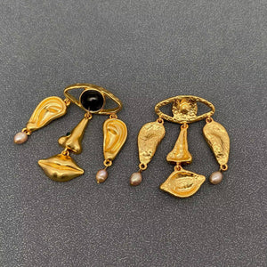 Surrealist Face Charm Statement Earrings