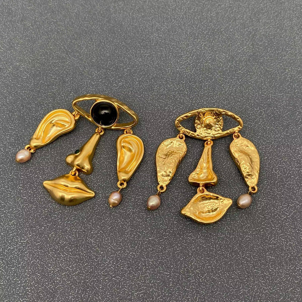 Surrealist Face Charm Statement Earrings