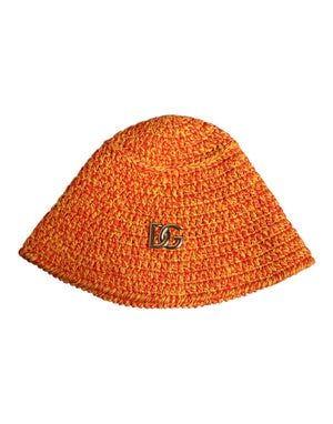 Orange Cotton Crochet DG Logo Bucket  Hat