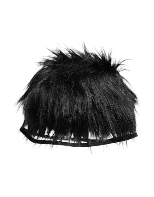 Black Faux Fur Bucket Hat