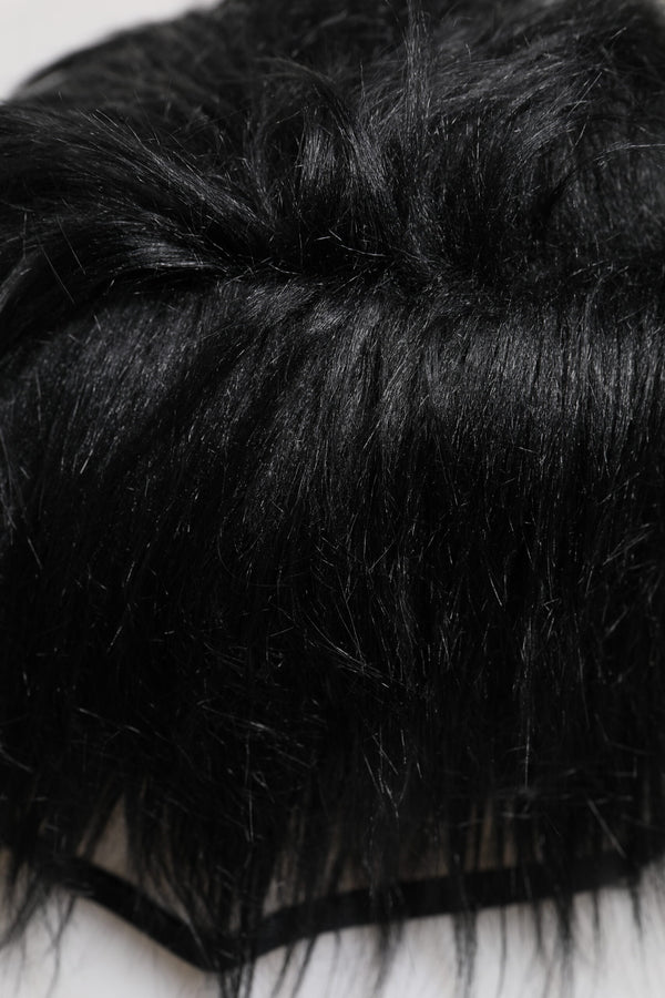 Black Faux Fur Bucket Hat