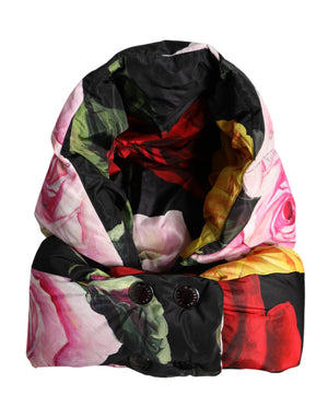 Black Floral Print Whole Head Wrap Hat