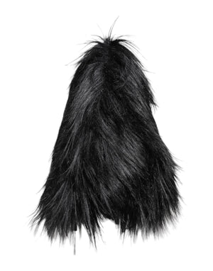 Black Acrylic Fur Womens Bucket Hat