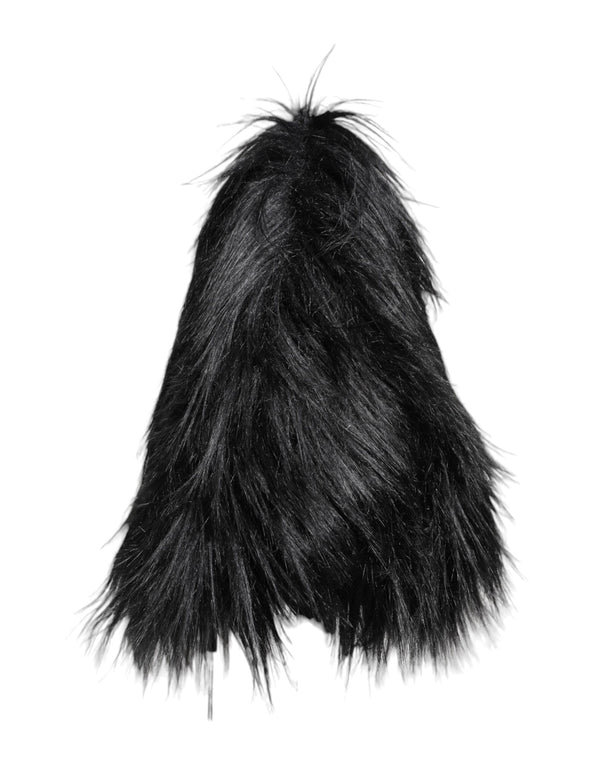 Black Acrylic Fur Womens Bucket Hat