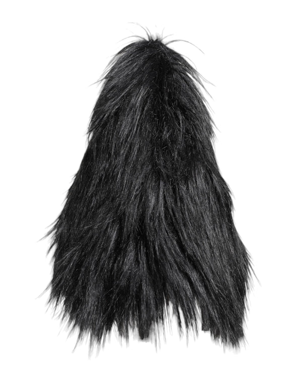 Black Acrylic Fur Womens Bucket Hat