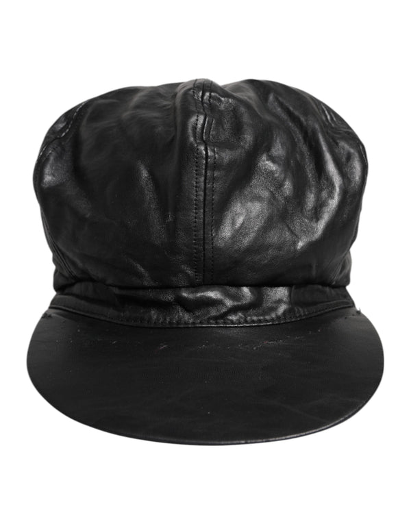 Black Calf Newsboy Capello Cabbie Hat