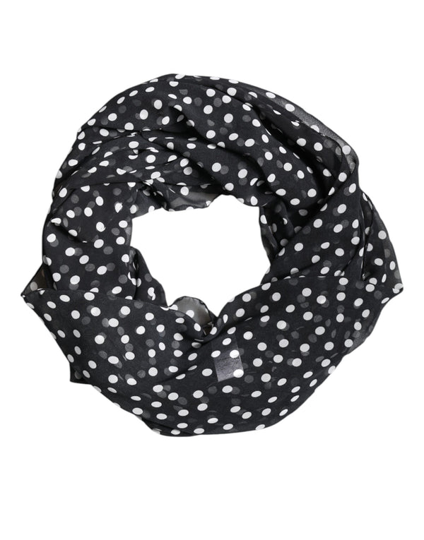 Black Polka Dots Polyester Wrap Shawl Scarf