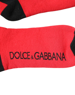 Red Cotton Stretch Printed Socks