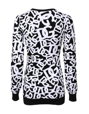 Black White Logo Print Women Pullover Sweater