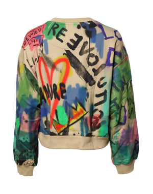 Multicolor Print Cotton Pullover Sweater