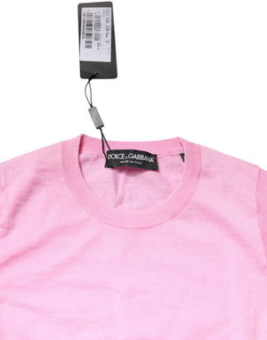 Pink Cashmere Round Neck Sleeveless Tank Top
