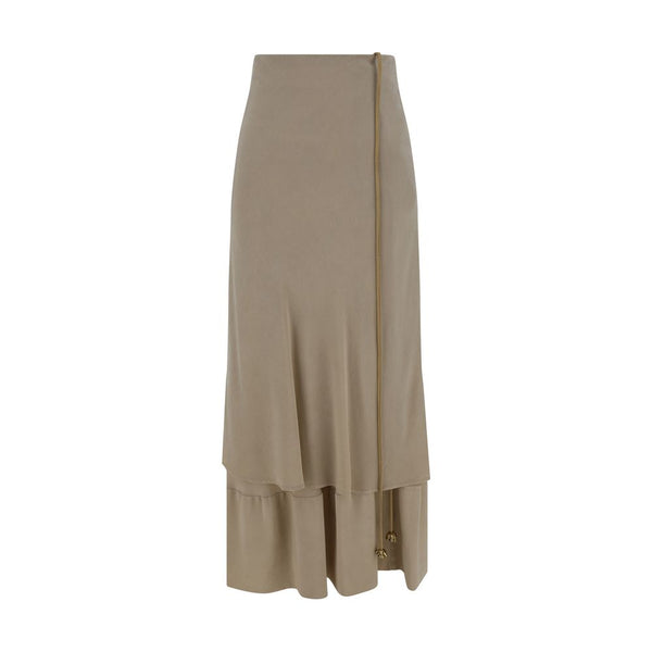 Beige Silk Long Skirt