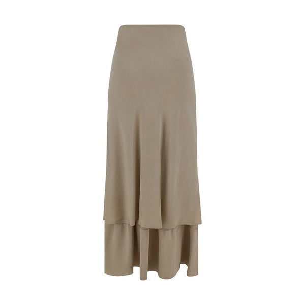 Beige Silk Long Skirt
