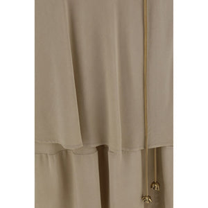 Beige Silk Long Skirt