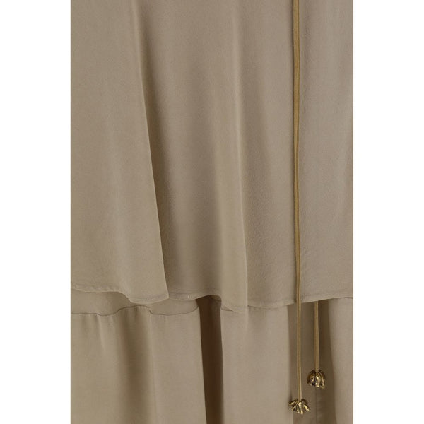 Beige Silk Long Skirt