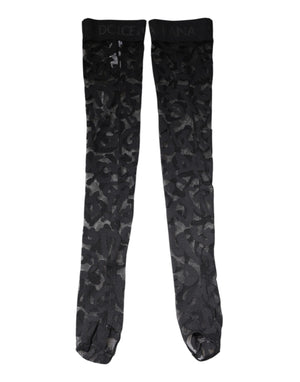 Black Floral Lace Cotton Stretch Stockings Socks