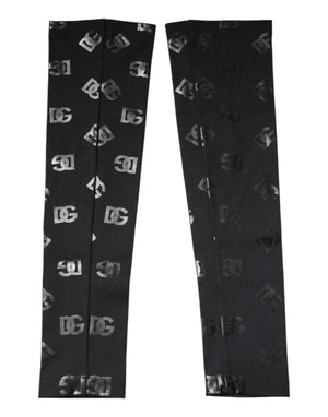 Black DG Logo Monogram Wool Stretch Arm Sleeves