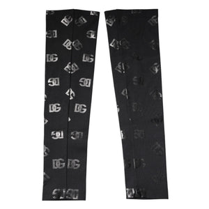 Black DG Logo Monogram Wool Stretch Arm Sleeves