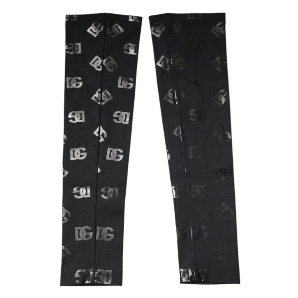 Black DG Logo Monogram Wool Stretch Arm Sleeves