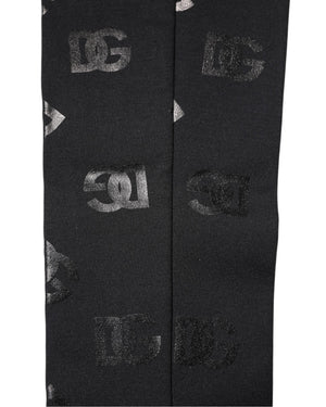 Black DG Logo Monogram Wool Stretch Arm Sleeves