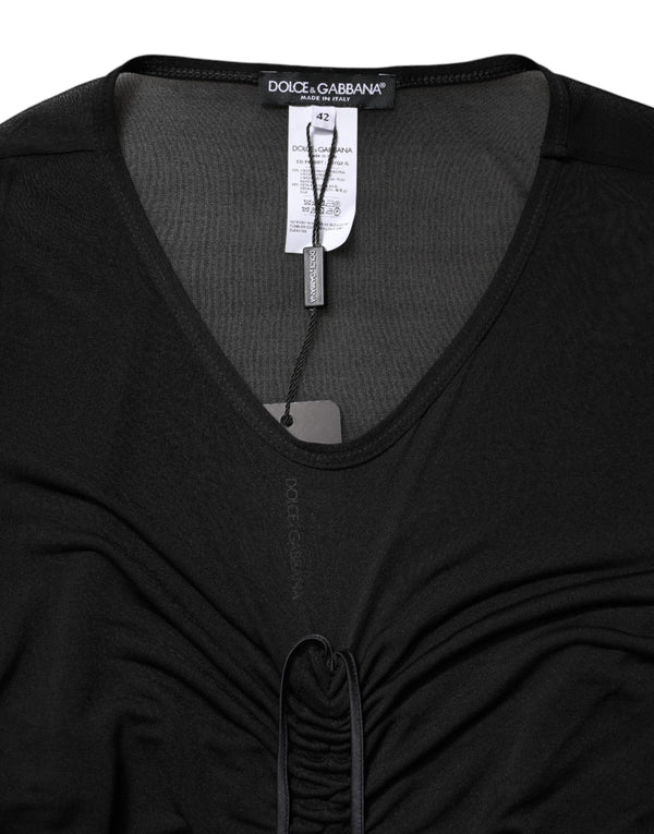 Black Mesh Trim Bodycon Long Sheath Dress