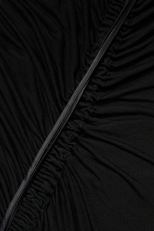 Black Mesh Trim Bodycon Long Sheath Dress