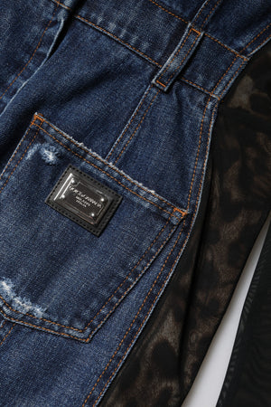 Black Blue Long Sleeves Denim Mini Dress