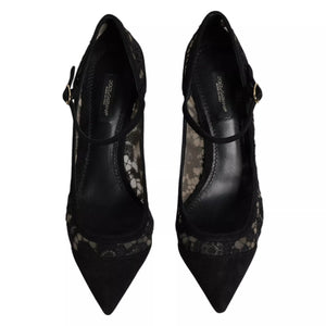 Black Mary Jane Taormina Lace Pumps Shoes