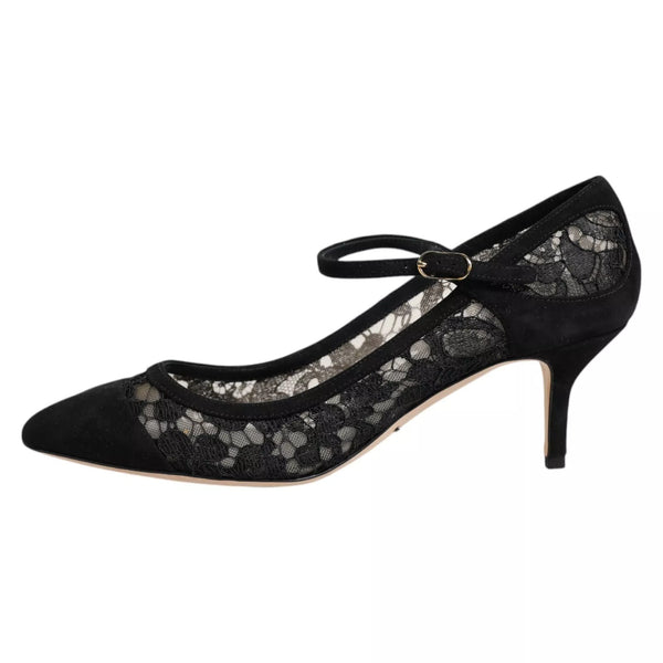 Black Mary Jane Taormina Lace Pumps Shoes