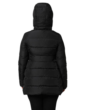 Black Puffer Hooded Zip Reversible Jacket