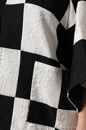 White Black Patchwork Jacquard Blazer Jacket