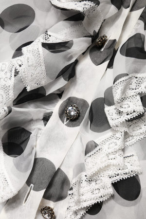 White Black Polka Dot Cotton Sleeveless Top