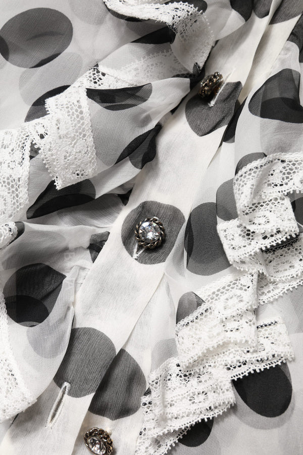 White Black Polka Dot Cotton Sleeveless Top