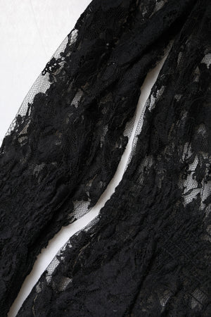 Black Cotton Floral Lace Women Blouse Top