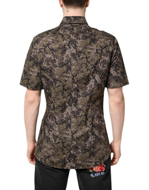 Multicolor Camouflage Button Down GOLD Shirt