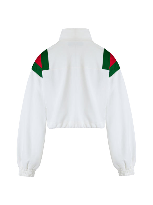 White Polyester Logo Sweatshirt