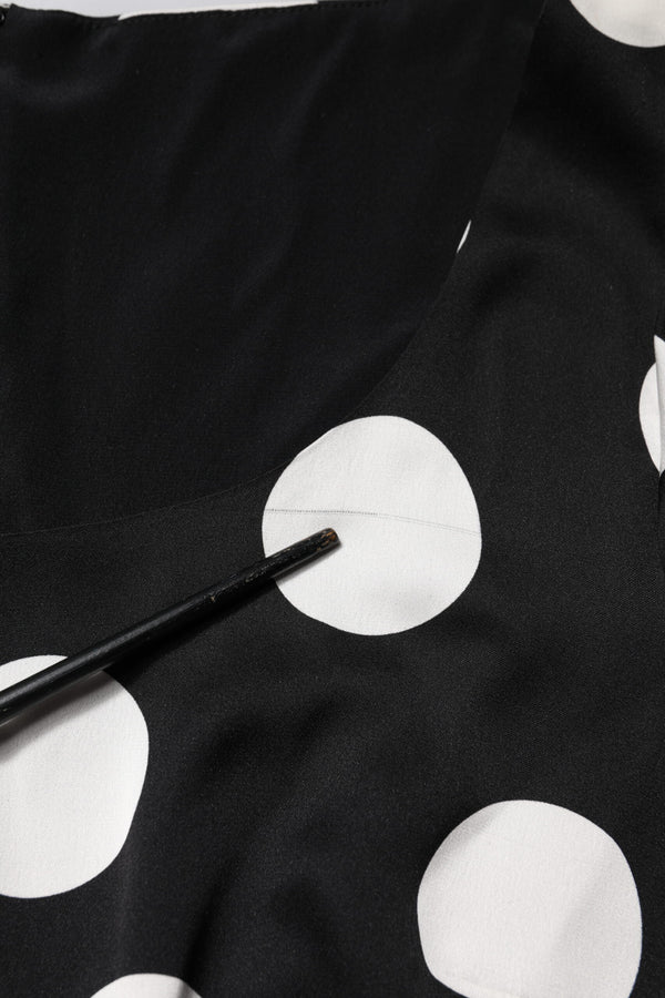 Black White Polka Dot Sheath Midi Dress