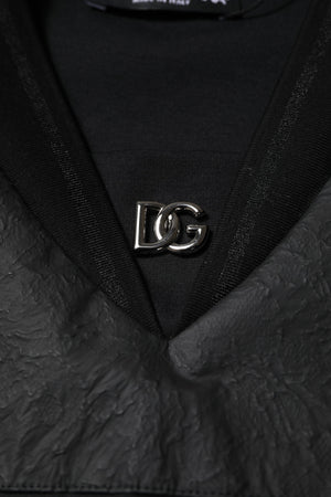 Black Cotton Short Sleeves V-neck T-shirt