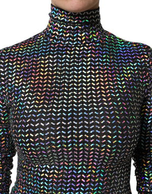 Black Embellished Nylon Bodycon Mini Dress