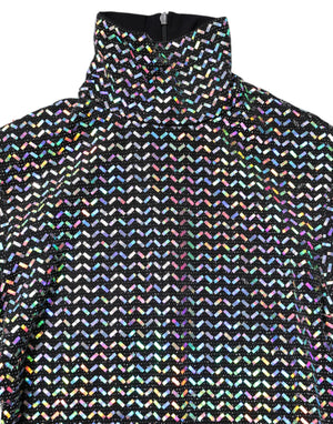 Black Embellished Nylon Bodycon Mini Dress